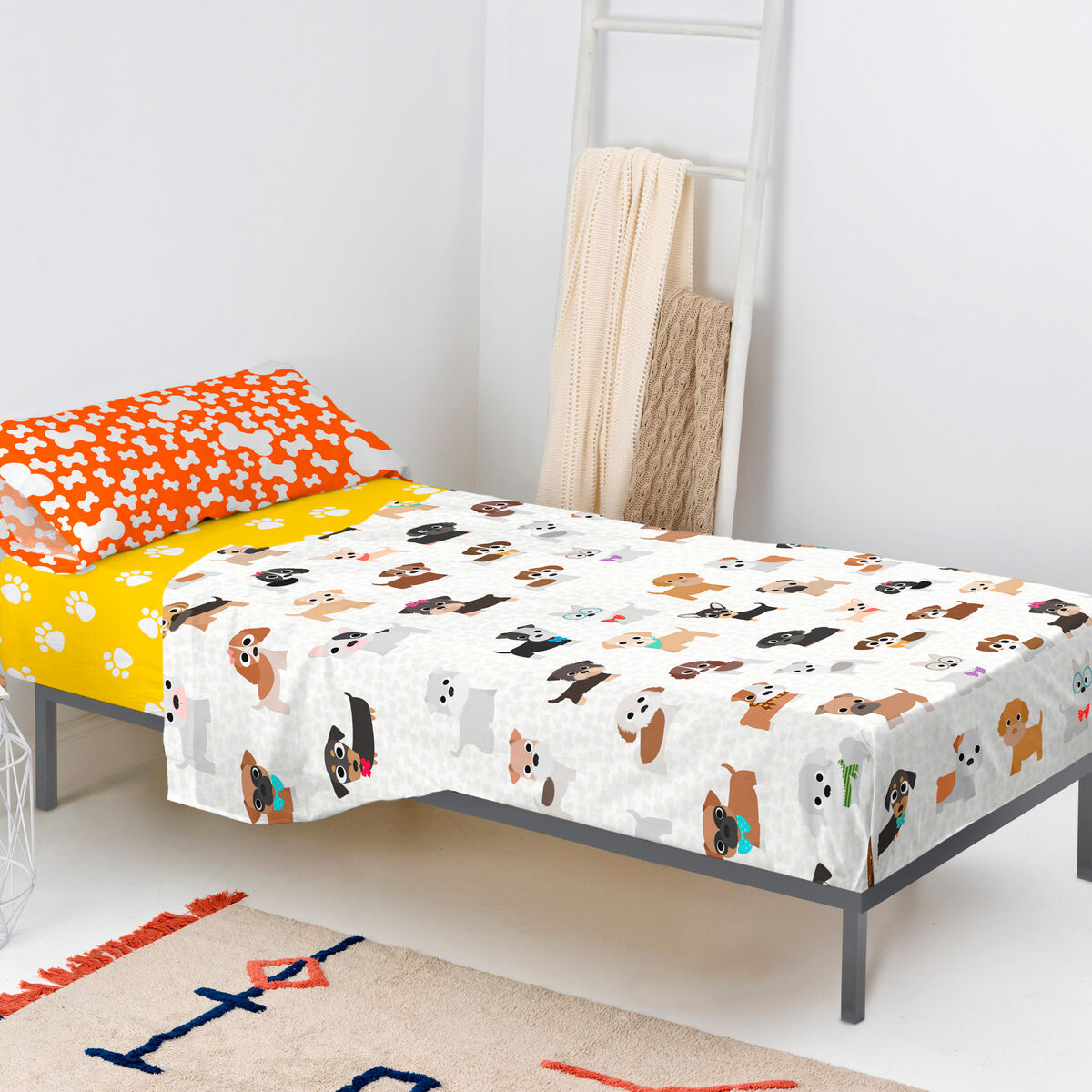 Bäddset HappyFriday Mr Fox Dogs Multicolour Säng 80/90 2 Delar